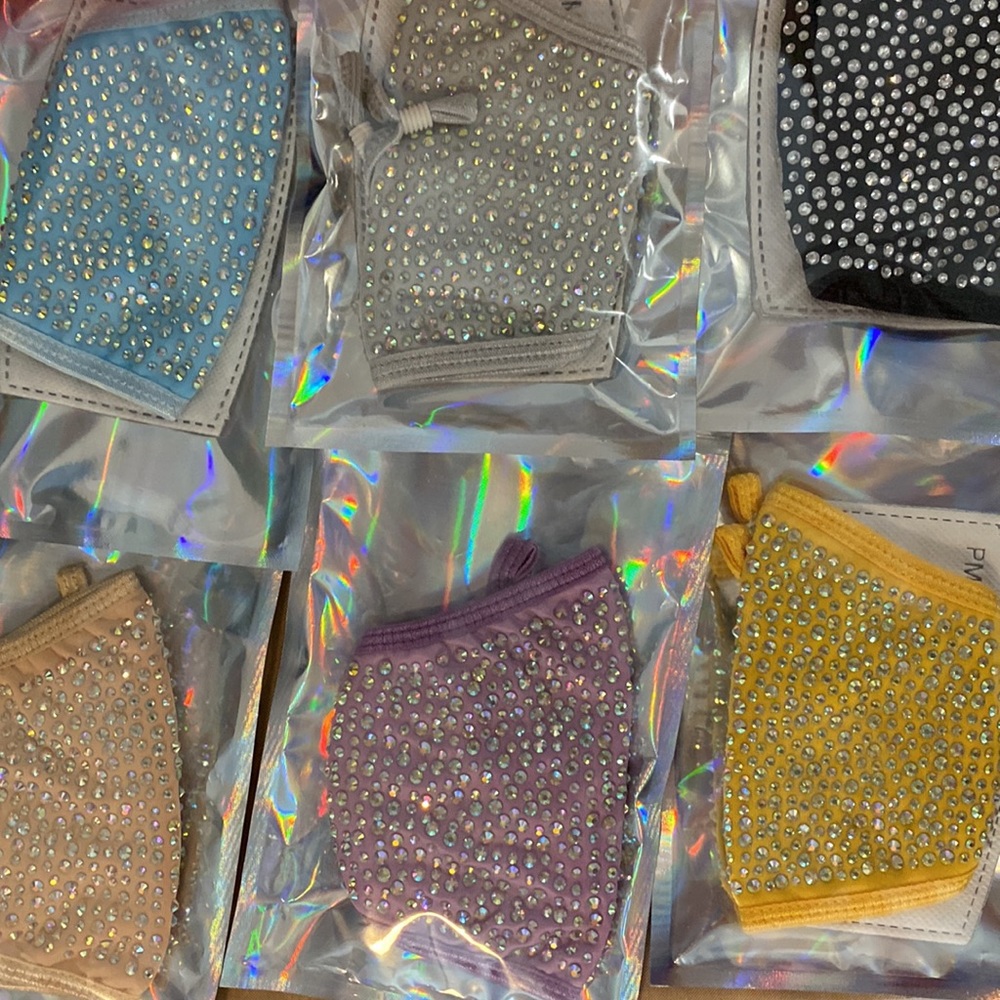 6 Bundle Rhinestone Bling Face Masks